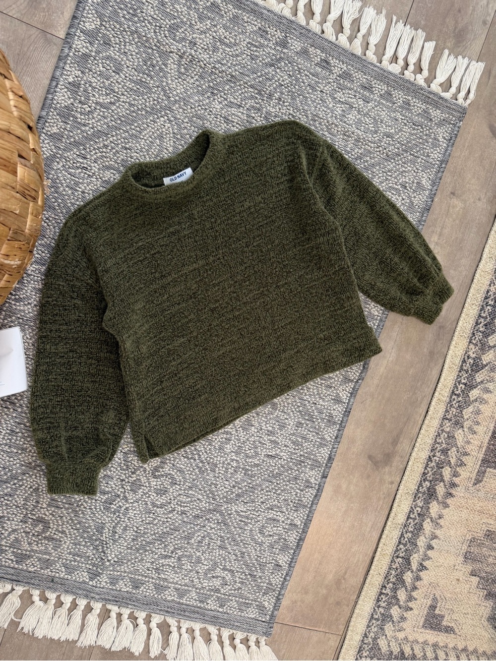New Old Navy Girls Cozy Mock-Neck Chenille Sweater Olive Green Large - Picture 5 of 13